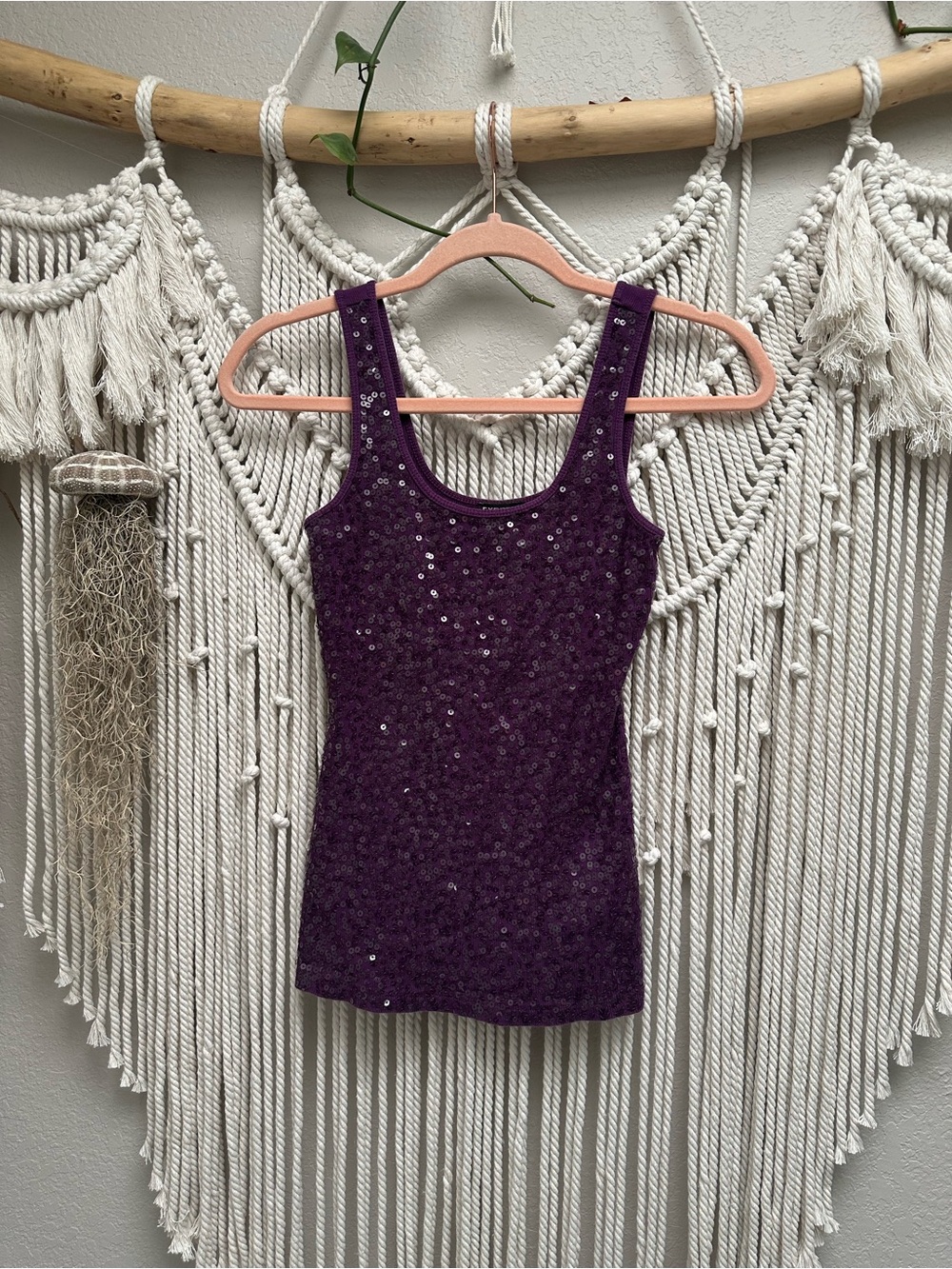 Express Purple Sequin Tank Top